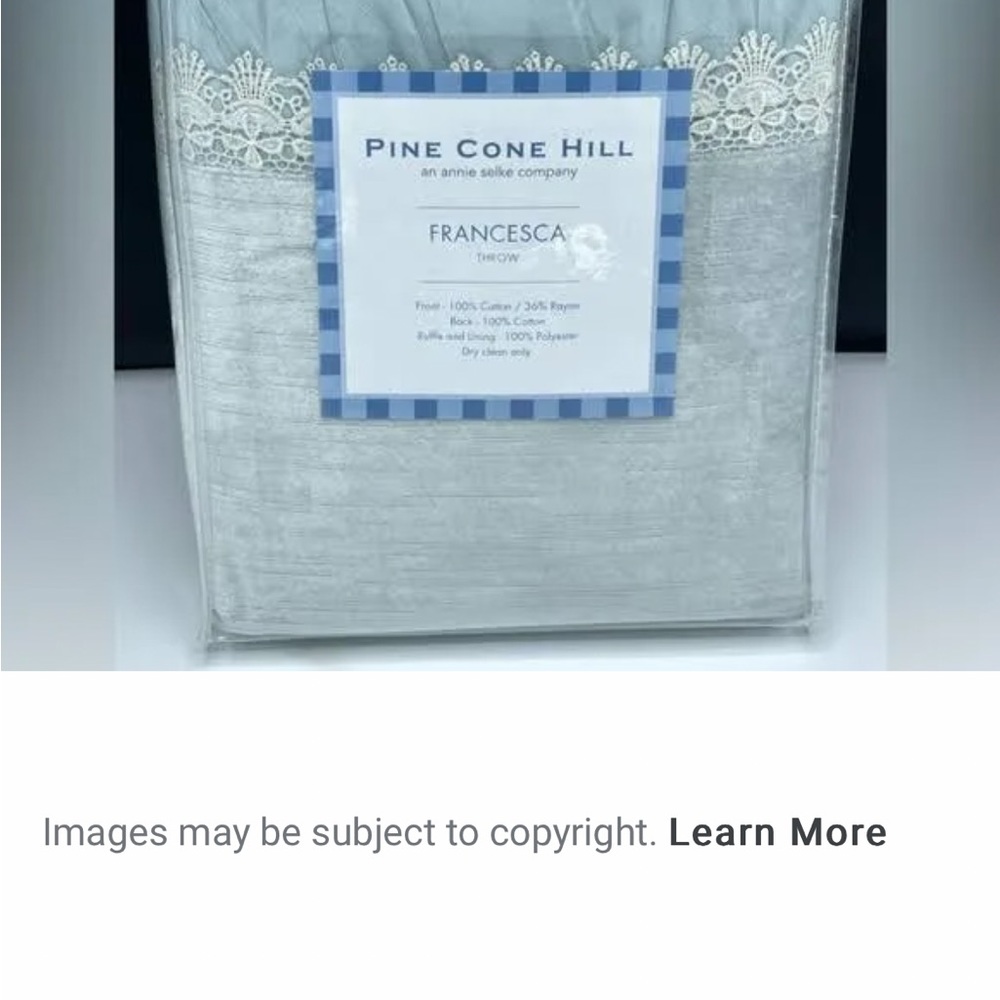 BRAND NEW PINE CONE HILL FRANCESCA VELVET THROW SKY BLUE